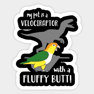 velociraptor with fluffy butt - White bellied Caique Sticker